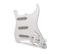 SSS Silver Pickup Pickguard Per Battipenna Per Chitarra Elettrica ST E Gruppo Scratchplate Precablato Caricato (Color : White with Silver)