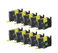 SSUMCUWR 12 mm 3/4/5/5/10PK Tappeti laminati con etichette laminata Multi-color TZE 231 Compatibile con stampanti per etichette standard(10PK Black on Yellow)