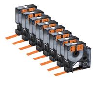 SSUMCUWR Confezione da 5 nastri per etichette di ricambio da 9 mm 12 mm 19 mm per IND A18444 S 0718600 compatibile con 1000 4200 6000(8PK Black on Orange)