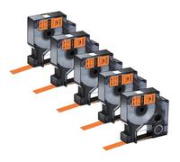 SSUMCUWR Confezione da 5 nastri per etichette di ricambio da 9 mm 12 mm 19 mm per IND A18444 S 0718600 compatibile con 1000 4200 6000(5PK Black on Orange)
