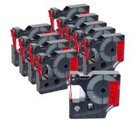 SSUMCUWR Nastro etichetta da 10 pk 45013 compatibile con produttori di etichette D1 e 45013 40913 43613 45018 160 280 Modelli 6mm 9mm 12mm larghezza(Black on Red)