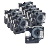 SSUMCUWR Nastro etichetta da 10 pk 45013 compatibile con produttori di etichette D1 e 45013 40913 43613 45018 160 280 Modelli 6mm 9mm 12mm larghezza(Black on Silver)