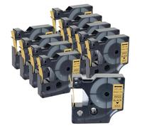 SSUMCUWR Nastro etichetta da 10 pk 45013 compatibile con produttori di etichette D1 e 45013 40913 43613 45018 160 280 Modelli 6mm 9mm 12mm larghezza(Black on Gold)