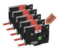 SSUMCUWR Nastro per etichette laser 5 pezzi 9-24mm 231L1 631L1 compatibile con PT D210 PT D600 PT D400 PT P710(5pcs Black on Red)