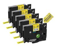 SSUMCUWR Nastro per etichette laser 5 pezzi 9-24mm 231L1 631L1 compatibile con PT D210 PT D600 PT D400 PT P710(5pcs Black on Yellow)