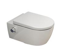 SSWW WC-doccia sospeso con rubinetteria acqua calda/fredda, vaso a parete con bordo di scarico, funzione Taharet-Bidet, sedile Softclose Duroplast, ceramica bianco lucido, 54 cm