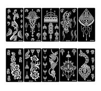 SSyang 10 Pezzi Hennè Tatuaggi Nero, Tatuaggi Modelli Temporanei Semipermanenti, Farfalla, Fiori, Geometria, Riusabile, per Mani, Compleanno, Halloween, Natale, Ballo (11,5x21cm)
