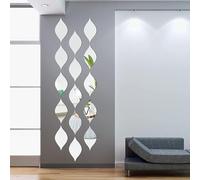 SSyang 12 Pezzi Adesivi da Parete con Specchio Rombo Autoadesivo, 20 * 10cm, Removibile Acrilico Specchio Adesivo Parete Specchio Decal per Casa Decorazione Soggiorno Camera da Letto (Argento)