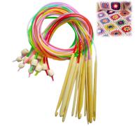 SSyang 12 Pezzi Uncinetto Tunisino con Cavo, Set di Uncinetti di Bambù, Uncinetti Tunisini con Corda in Plastica Colorata, Uncinetti Afgani da 3-10mm,Uncinetti Tunisini per Coperte,Maglione,Sciarpe