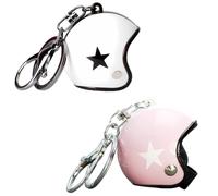SSyang 2 Pezzi Portachiavi Moto, Portachiavi per Casco da Moto, Mini Casco 3D, Plastica Resistente, Bianco/rosa, Regali per Ragazzi e Donne Regalo di Compleanno Vacanza