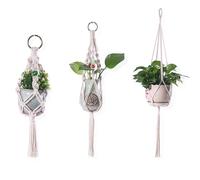 SSyang 3 Pezzi Porta Piante da Appendere, Porta Vasi da Appendere, Vasi Sospesi per Piante, Cesti Sospesi, Decorazione Bohémien, Beige, per Interni ed Esterni, Giardini, Cortili (100cm/48cm/30cm)