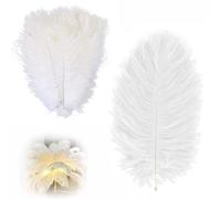 SSyang 30 Pezzi Piume di Struzzo, 15-20cm Piume per Artigianato Fai da Te, Piume Decorative, Piume Bianche, Piume di Struzzo Naturali, Piume Grande, per Matrimoni, Feste, Decorazioni per La Casa