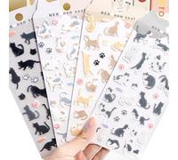 SSyang 4 Fogli Adesivi per Gatti in Feltro, Scrapbooking Stickers, Journal Sticker, per Gli Accessori del Diario, Gli Accessori del Scrapbook, i Pianificatori e La Cancelleria Fai Da Te