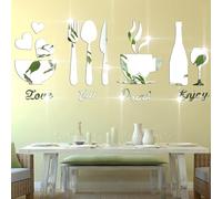 SSyang 4 Pezzi Adesivi da Parete con Specchio Rombo Autoadesivo, Removibile Acrilico Specchio Adesivo Parete Specchio Decal per Casa Decorazione Soggiorno Camera da Letto (Argento)