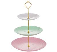 SSyang Alzata per Dolci,Alzata per Dolci A 3 Livelli,Supporto per Cupcake in Plastica,Alzata per Torte per Tea Party,Piccolo e Leggero,Per Tea Party,Compleanno,Festa,Matrimonio(Colore Misto)