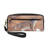 SSYGHT Borsa per trucchi piccola in pelle con stampa Canada Lynx, borsa da viaggio da donna, borsa cosmetica riutilizzabile con cerniera, nera, taglia unica, Nero, One Size