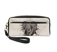 SSYGHT Broken Wall Elephant Print Small Makeup Bag - Beauty case da viaggio per donne, riutilizzabile, con cerniera, nero, taglia unica, Nero, One Size