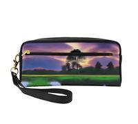 SSYGHT Nature's Beauty - Piccola trousse da viaggio in pelle stampata, da donna, riutilizzabile, con cerniera, colore nero, taglia unica, Nero, One Size