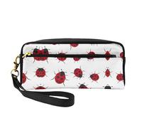 SSYGHT Seven Star, piccola trousse da viaggio in pelle con stampa coccinella, borsa da viaggio per donne, borsa cosmetica riutilizzabile con cerniera, nera, taglia unica, Nero, One Size