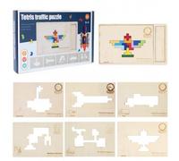 sszxmy Puzzle di Tangram in Legno Montessori, Gioco di Blocchi 6-in-1 | Gioco da Tavolo Puzzle per Bambini, Puzzle Spaziale Montessori, Gioco Cerebrale per la Scuola Materna