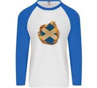 St.Andrea Croce Bandiera Scozzese Scozia Uomo L/S Baseball T-Shirt