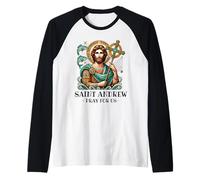 St Andrew Pescatore Patrono dei Pescatori Santo Cattolico Maglia con Maniche Raglan