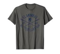 St. Andrews Scotland Crossed EST. 1552 Clubs Navy Ink Aged Maglietta