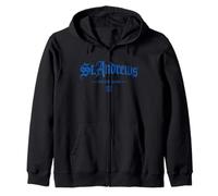 St. Andrews Scotland - Stampa Gotica con Leone Rampante Blu Invecchiato Felpa con Cappuccio