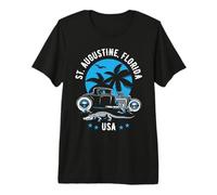 St Augustine, Florida Sunset Hotrod Alligator Design Maglietta Premium
