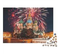St Basil Cathedral Jigsaw Puzzle 1000 Pezzi Riciclato Carta Fireworks Puzzles for Elderly Educativo Gioco Decompression Alleviare Demenza Senile Regalo 38x26cm/1000pcs