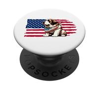 St Bernard Dog American Flag - Divertente 4 luglio America PopSockets PopGrip Adesivo