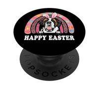 St Bernard Dog Easter Bunny Eggs Hunting Boho Rainbow PopSockets PopGrip Adesivo