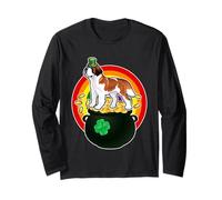 St Bernard Leprechaun Hat Lucky Dog Shamrock St Patricks Day Maglia a Manica