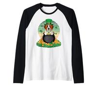 St. Bernard St Patricks Day Leprechaun Shamrock Maglia con Maniche Raglan