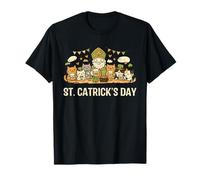 St Catricks Day Cat Design Funny Irish Cats Drinking in Pub Maglietta