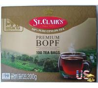 St. Clair's brand Ceylon Pure Black Tea Premium BOPF 100 bustine di tè spediz...