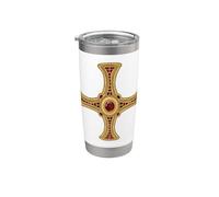 St Cuthbert Croce Vangelo pettorale Way Life Santo cattolico Bicchiere termico in acciaio inox doppia parete