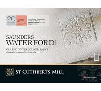 SAUNDERS WATERFORD SERIESST Cuthberts blocco carta per acquerello,collato 4 lati 26x36cm,20 fogli, bianco naturale, grana satinata, 300gm