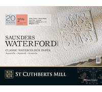 SAUNDERS WATERFORD SERIESST Cuthberts Blocco Carta per Acquerello, Collato 4 Lati 41x31cm, 20 Fogli, Bianco Naturale, Grana Satinata, 300 gm