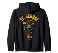 St. George Utah USA Dancing Kokopelli Distressed Design Felpa con Cappuccio