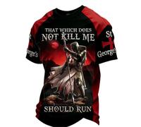 St Georges Day - Maglietta da uomo con grafica patriottica, a maniche corte, scollo rotondo, leggera, traspirante, vestibilità normale, funzionale, business, casual, a maniche corte, S nero., XXL