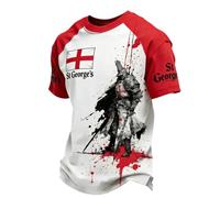 St Georges Day - Maglietta da uomo con grafica patriottica, a maniche corte, scollo rotondo, leggera, traspirante, vestibilità normale, funzionale, business, casual, a maniche corte, P bianco., 5XL