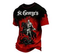 St Georges Day - Maglietta da uomo con grafica patriottica, a maniche corte, scollo rotondo, leggera, traspirante, vestibilità normale, funzionale, business, casual, a maniche corte, Q nero., L