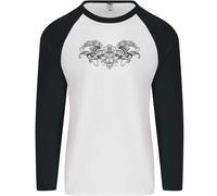 St Georges Giorno Romano Teschio Ali Pantera Uomo L/S Baseball T-Shirt