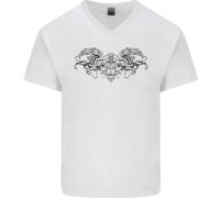 St Georges Giorno Romano Teschio Ali Pantera Uomo Scollo A V Cotone T-Shirt