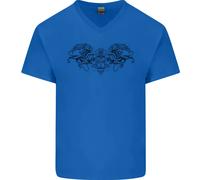 St Georges Giorno Romano Teschio Ali Pantera Uomo Scollo A V Cotone T-Shirt