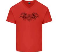 St Georges Giorno Romano Teschio Ali Pantera Uomo Scollo A V Cotone T-Shirt