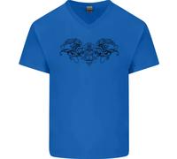 St Georges Giorno Romano Teschio Ali Pantera Uomo Scollo A V Cotone T-Shirt