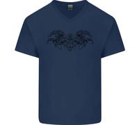 St Georges Giorno Romano Teschio Ali Pantera Uomo Scollo A V Cotone T-Shirt