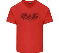 St Georges Giorno Romano Teschio Ali Pantera Uomo Scollo A V Cotone T-Shirt